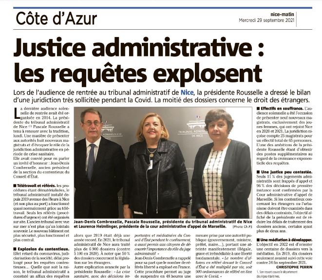 Rentrée solennelle 2021 du Tribunal Administratif de Nice